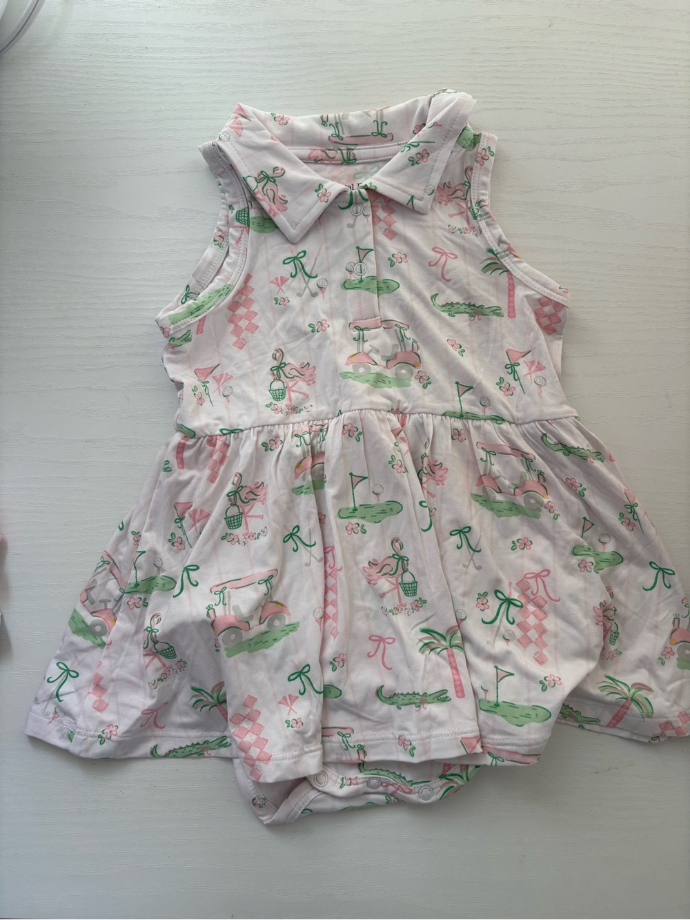 Pink & Green Golf polo Baby Dress